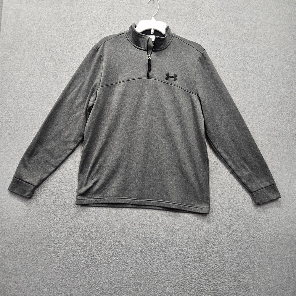 Under Armour Men Sweatshirt M Gray Coldgear Loose Logo 1/4 Zip Fleece Pullover